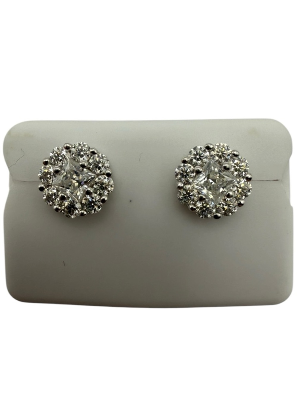 Sterling Silver Moissanite Cluster Screw Back Earrings